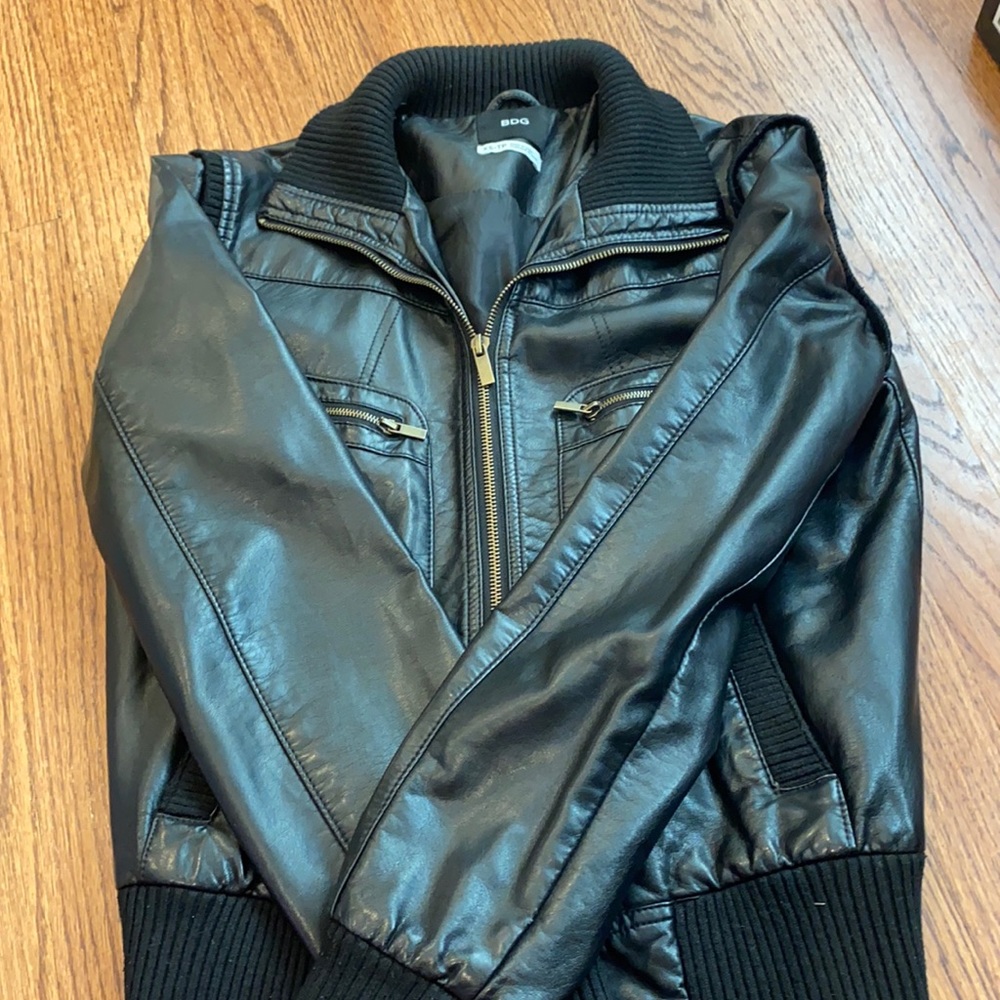 BDG faux leather bomber jacket